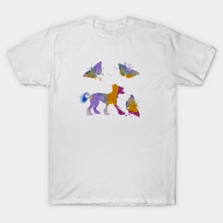 Chinese Crested Dog Art, Butterflies T-Shirt